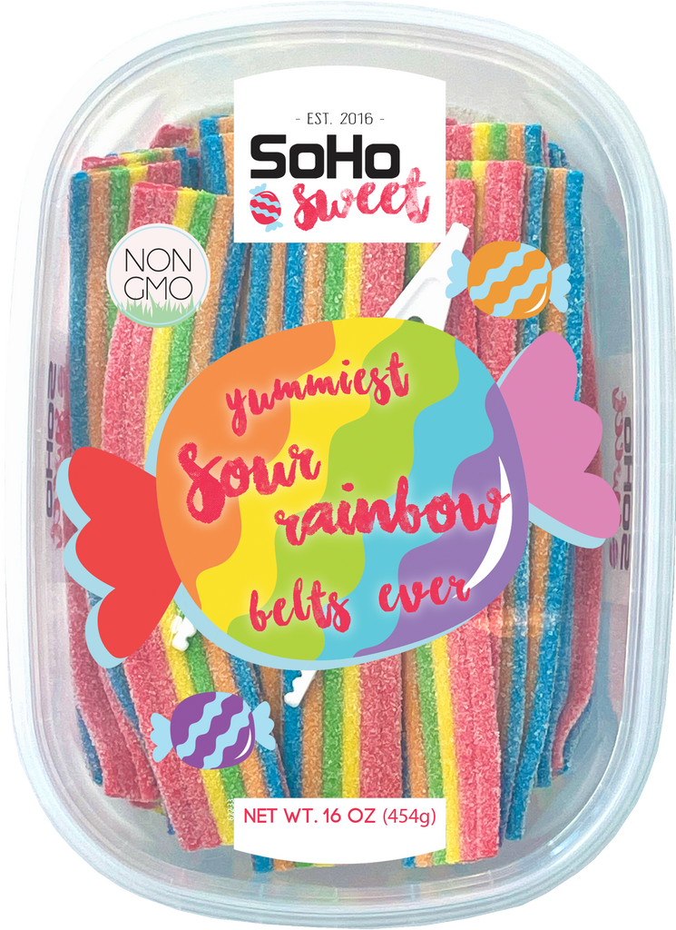 Sour Rainbow Belts 1LB Container SoHo Candy