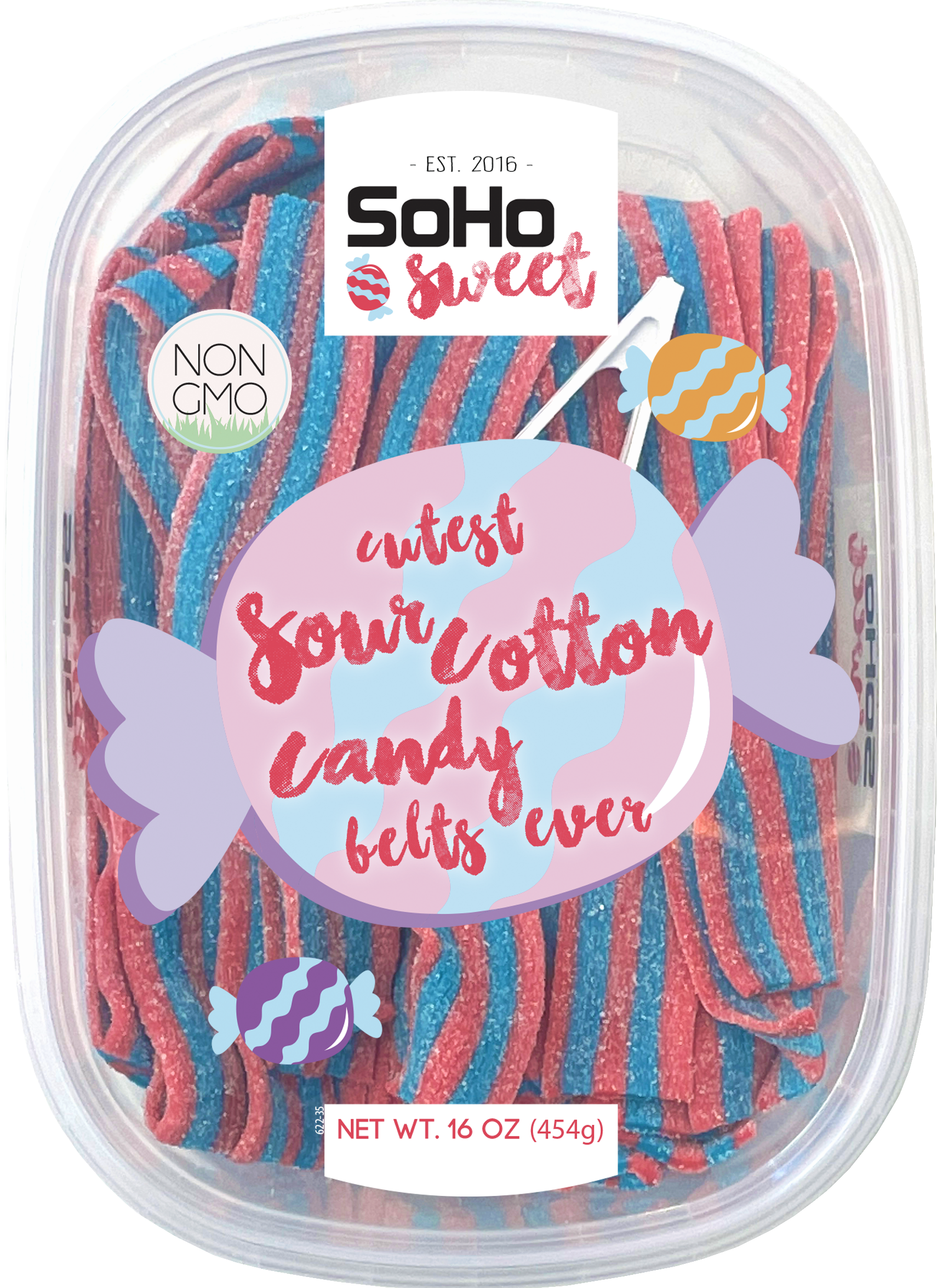 Sour Cotton Candy Belts | 1LB Container – SoHo Candy